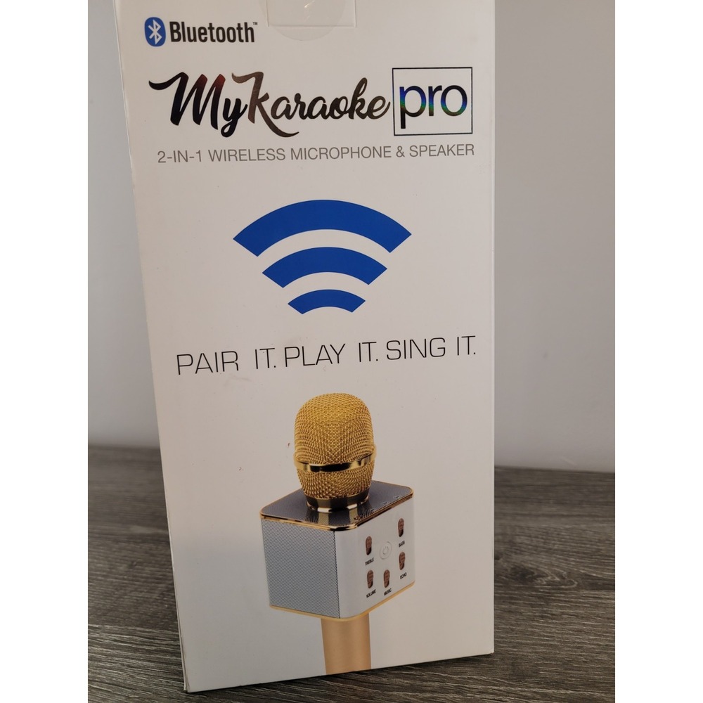 My Karaoke Pro 2-in-1 Wireless Bluetooth Microphone & Speaker Gold NIB Sealed